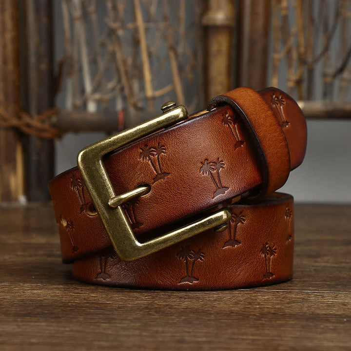Ceinture en cuir avec motif gaufré de cocotier