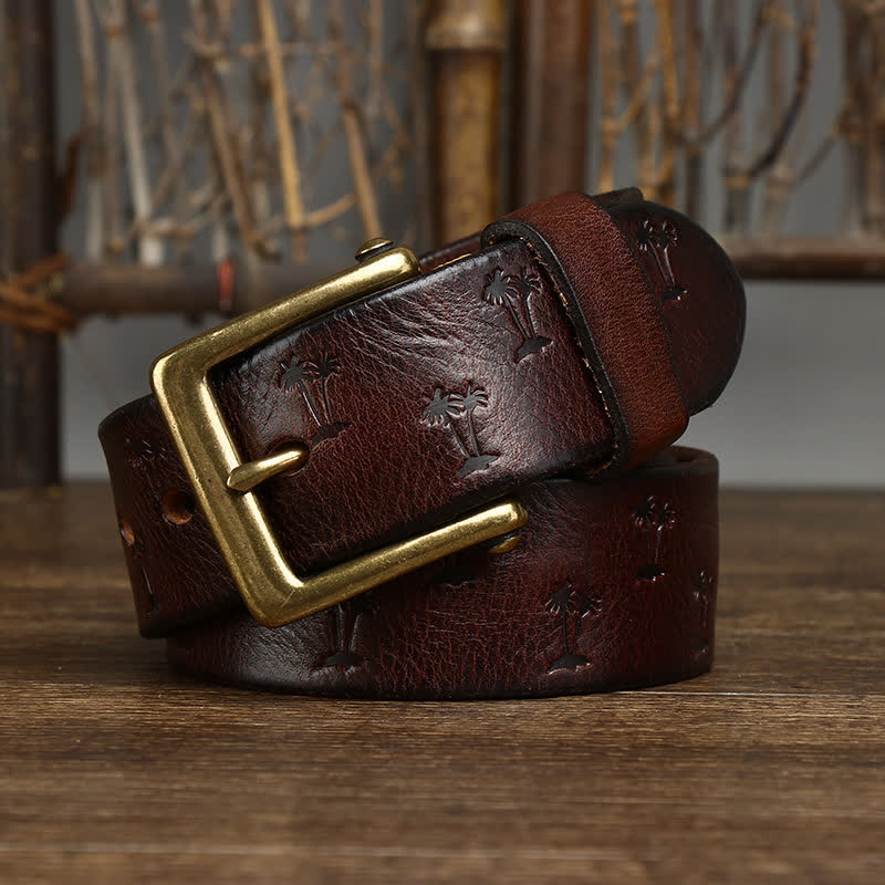 Ceinture en cuir avec motif gaufré de cocotier