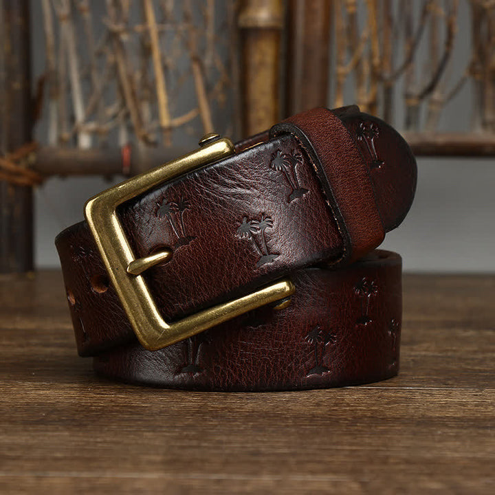 Ceinture en cuir avec motif gaufré de cocotier