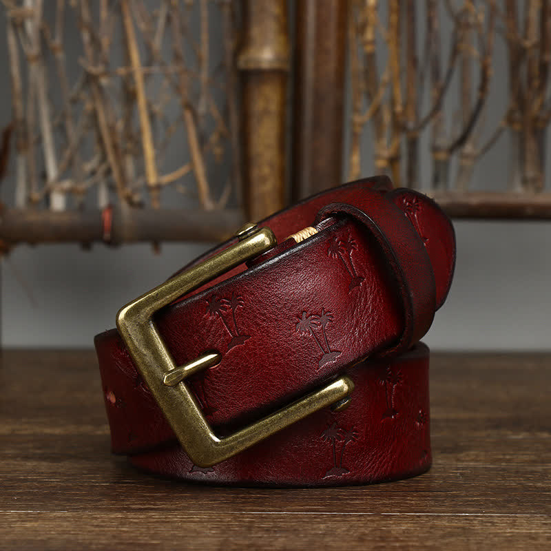 Ceinture en cuir avec motif gaufré de cocotier