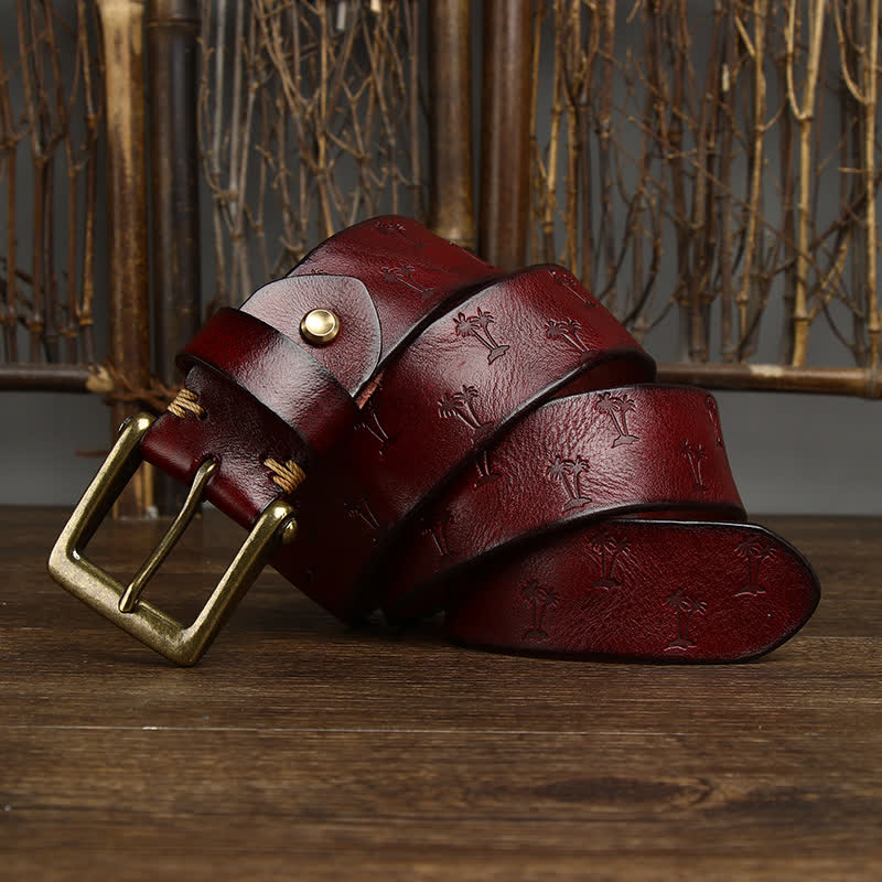 Ceinture en cuir avec motif gaufré de cocotier