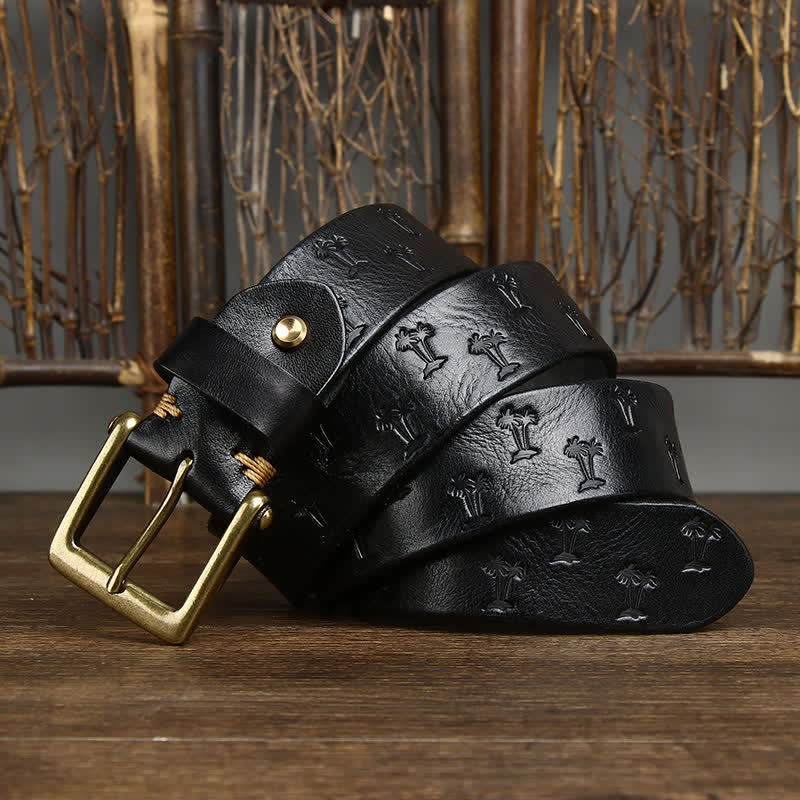 Ceinture en cuir avec motif gaufré de cocotier