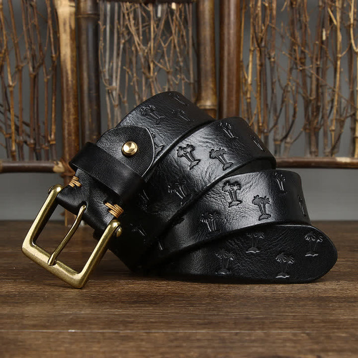 Ceinture en cuir avec motif gaufré de cocotier