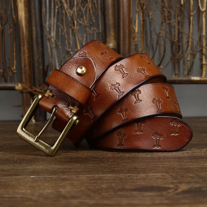 Ceinture en cuir avec motif gaufré de cocotier