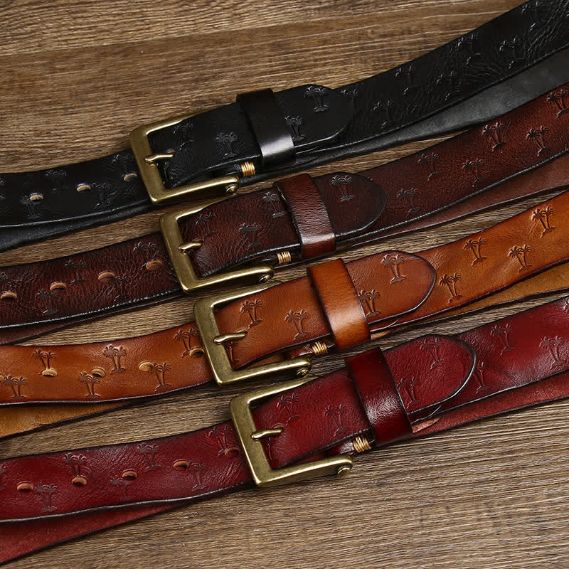 Ceinture en cuir avec motif gaufré de cocotier