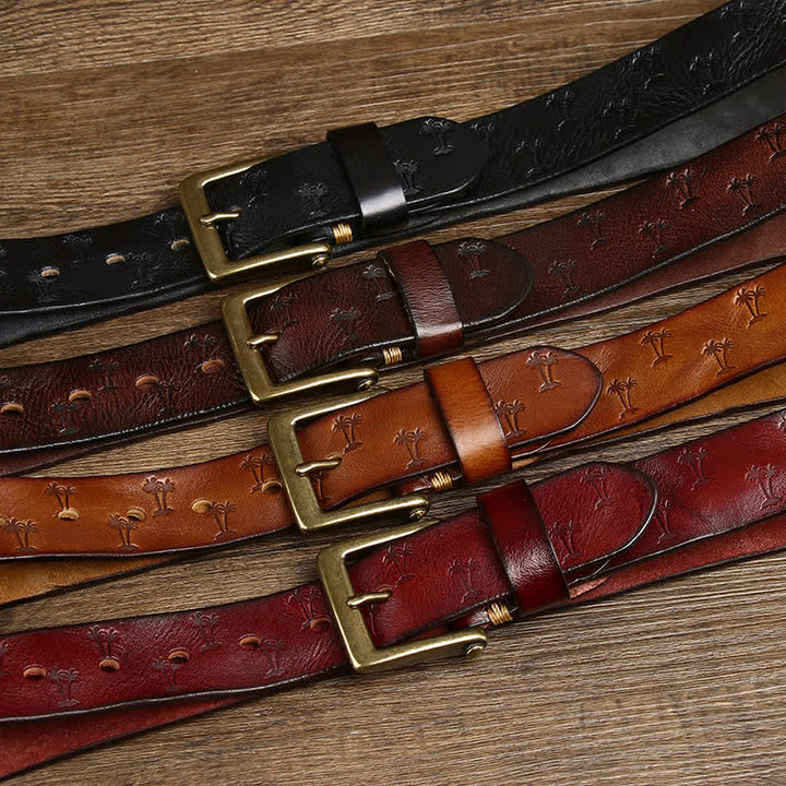 Ceinture en cuir avec motif gaufré de cocotier
