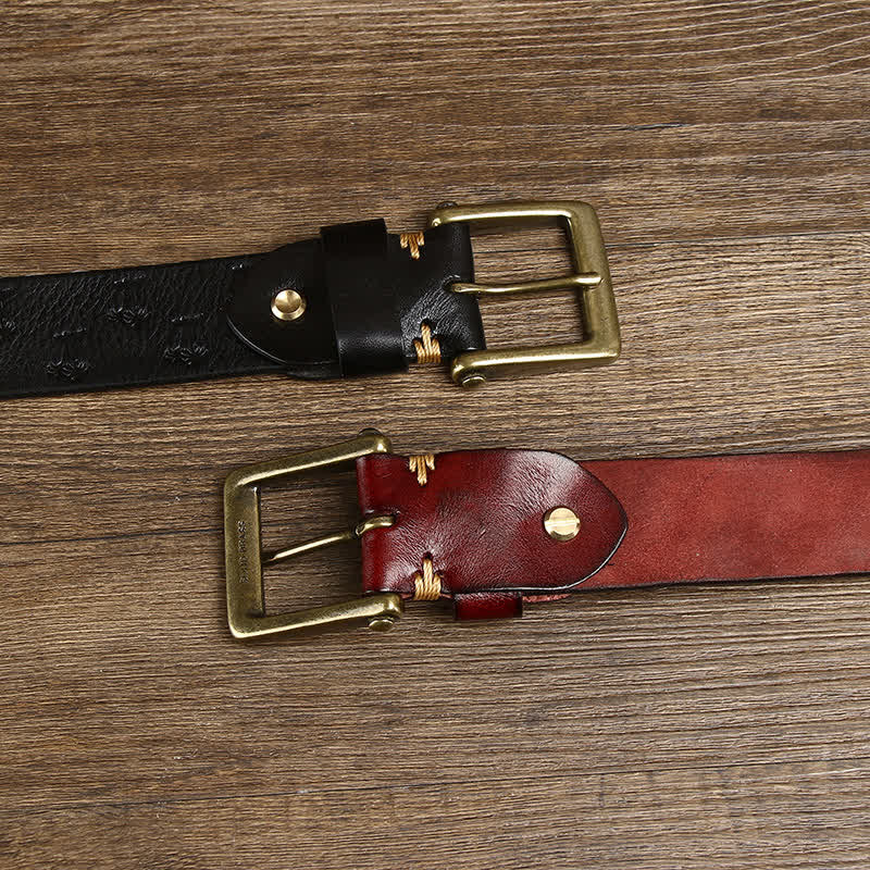 Ceinture en cuir avec motif gaufré de cocotier