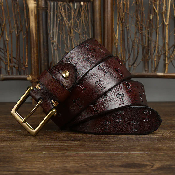 Ceinture en cuir avec motif gaufré de cocotier