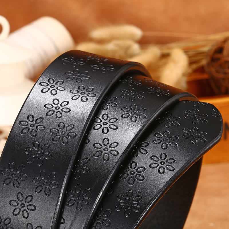 Ceinture en cuir à motif de fleurs de prunier pour femme