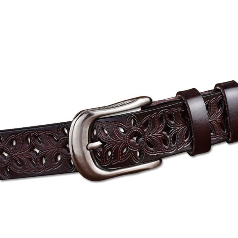 Ceinture en cuir ajourée pour femme, accessoire de mode exquis