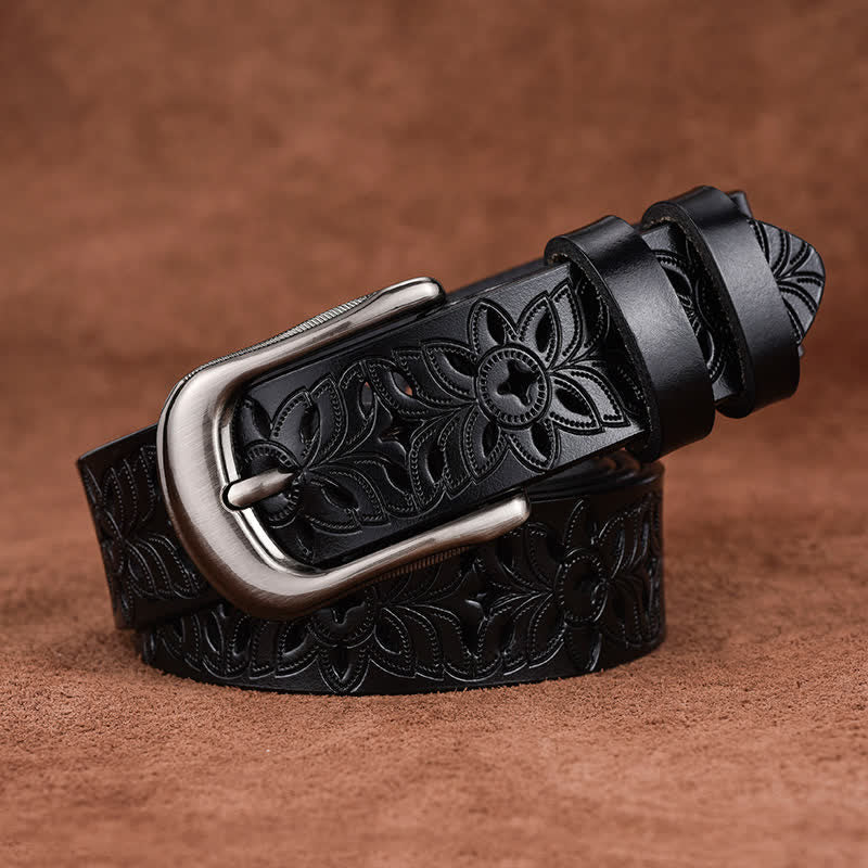 Ceinture en cuir ajourée pour femme, accessoire de mode exquis