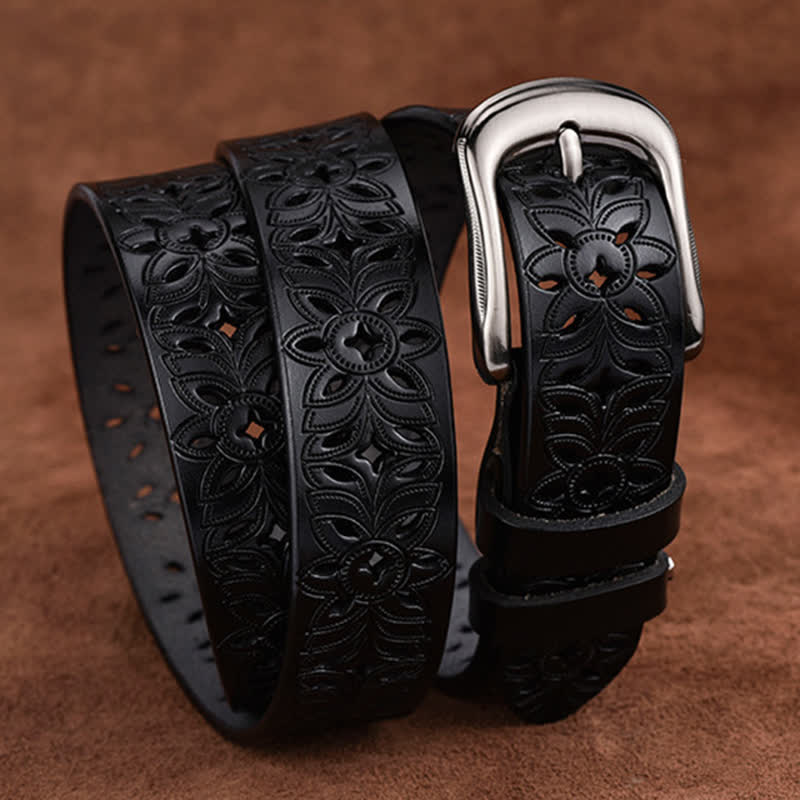 Ceinture en cuir ajourée pour femme, accessoire de mode exquis