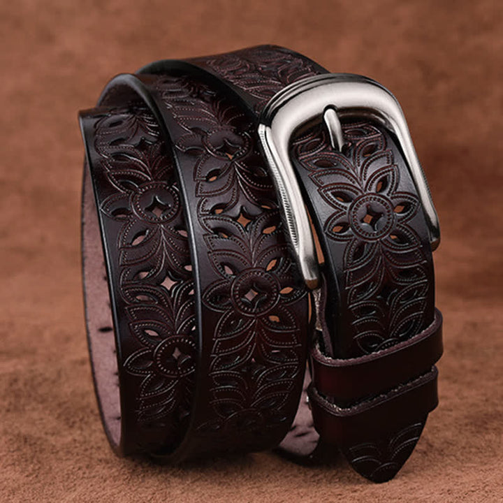Ceinture en cuir ajourée pour femme, accessoire de mode exquis
