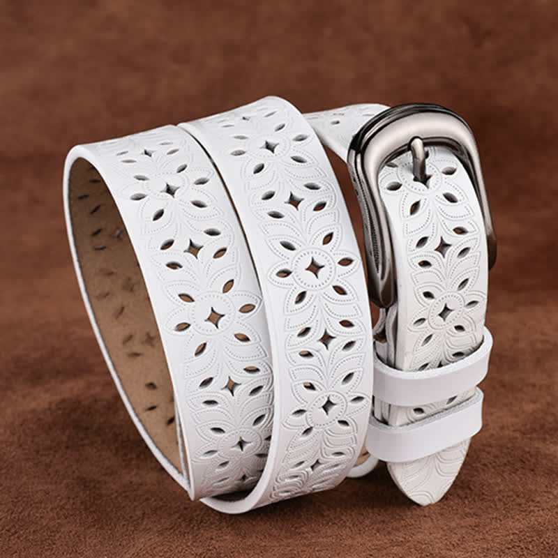 Ceinture en cuir ajourée pour femme, accessoire de mode exquis