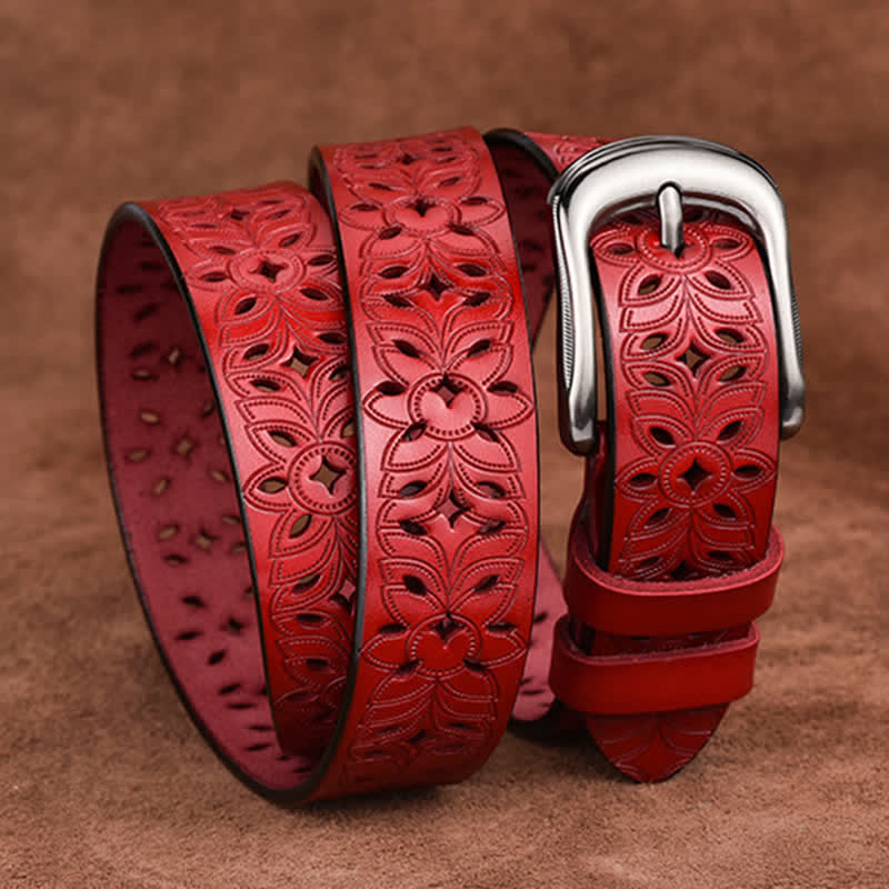 Ceinture en cuir ajourée pour femme, accessoire de mode exquis