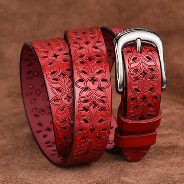Ceinture en cuir ajourée pour femme, accessoire de mode exquis