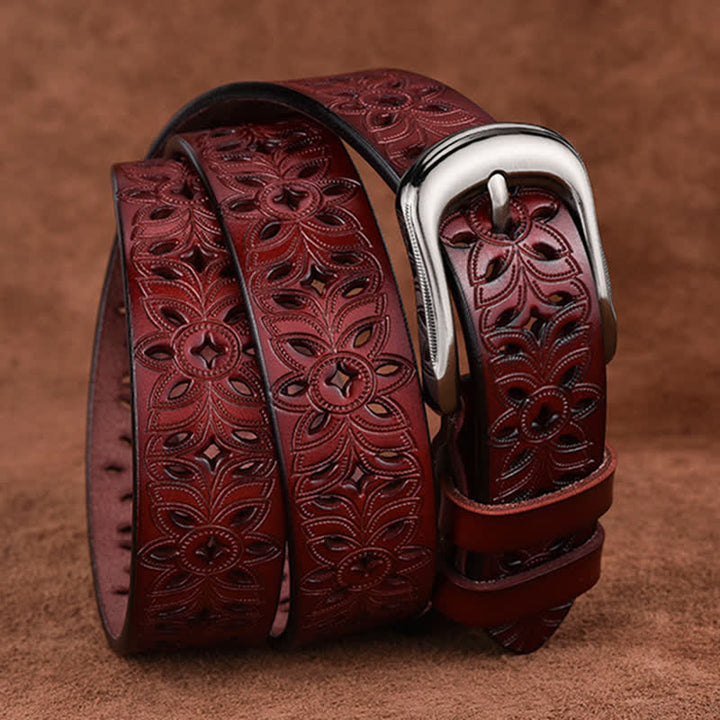 Ceinture en cuir ajourée pour femme, accessoire de mode exquis