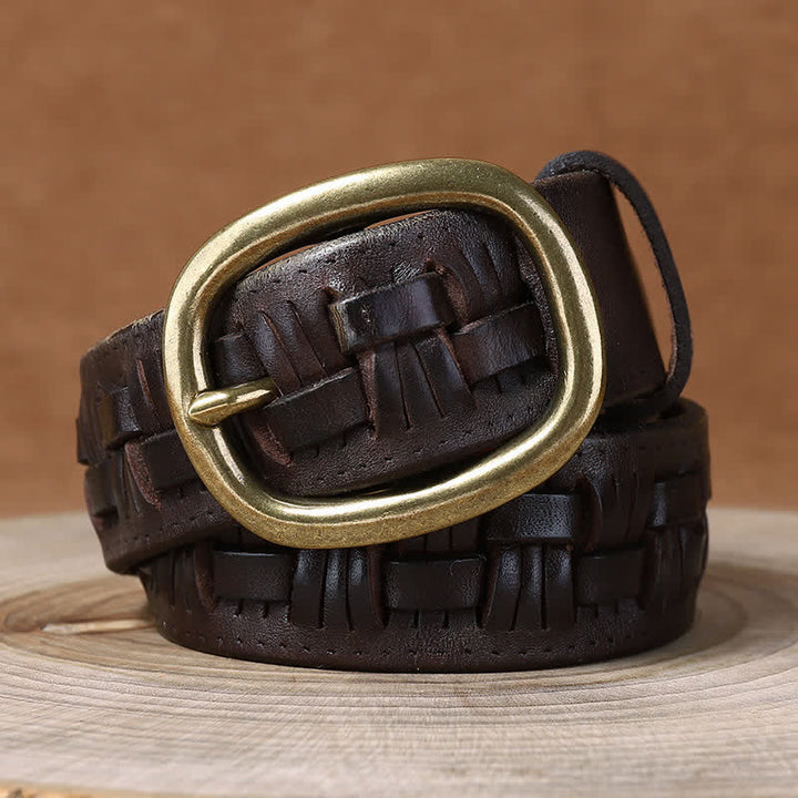 Ceinture en cuir tressée pour jeans à la mode rétro