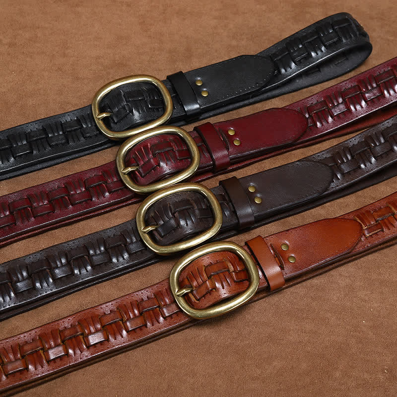 Ceinture en cuir tressée pour jeans à la mode rétro