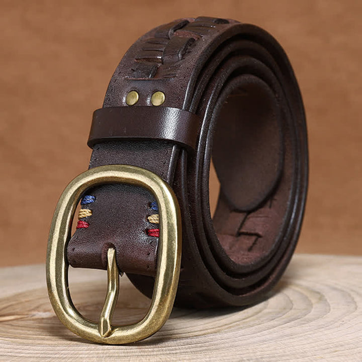 Ceinture en cuir tressée pour jeans à la mode rétro