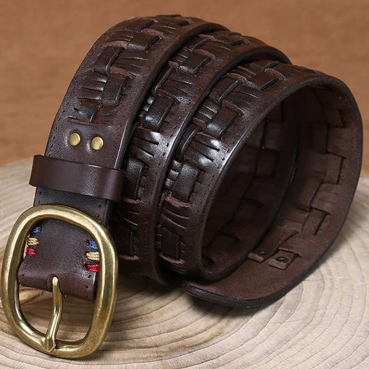 Ceinture en cuir tressée pour jeans à la mode rétro