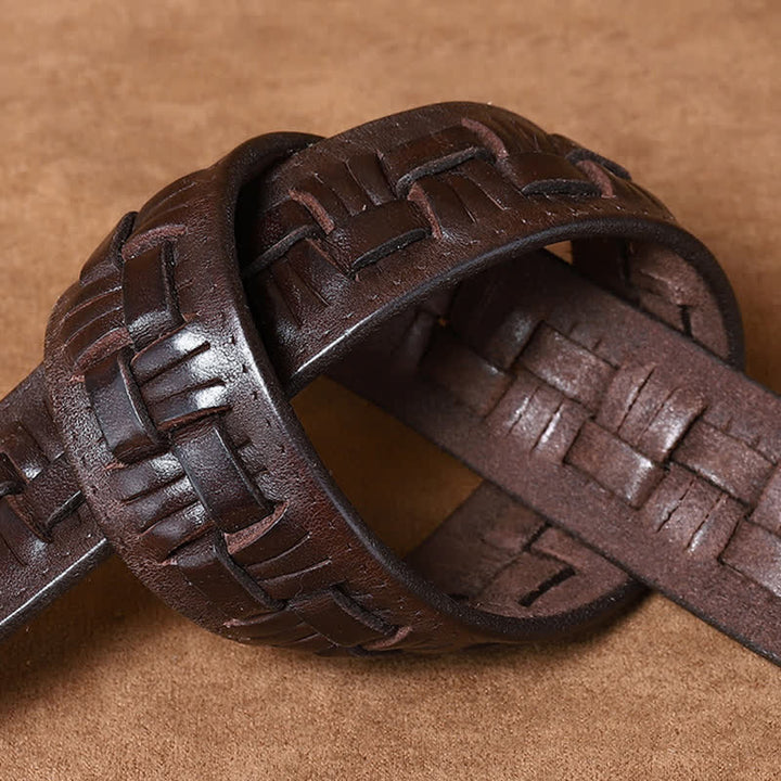 Ceinture en cuir tressée pour jeans à la mode rétro