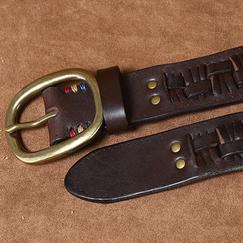 Ceinture en cuir tressée pour jeans à la mode rétro