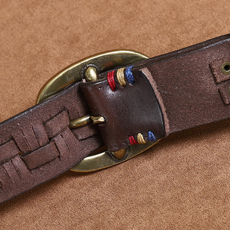 Ceinture en cuir tressée pour jeans à la mode rétro
