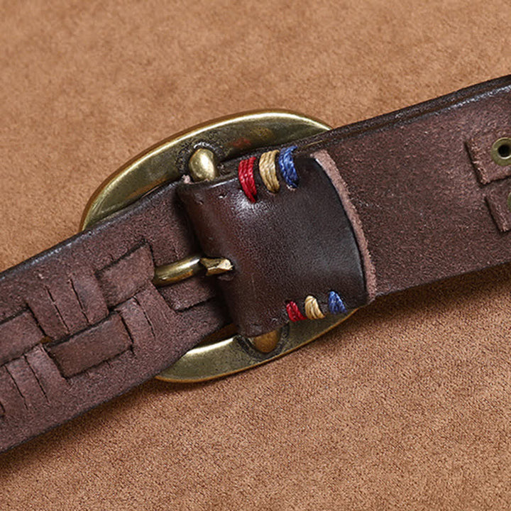 Ceinture en cuir tressée pour jeans à la mode rétro