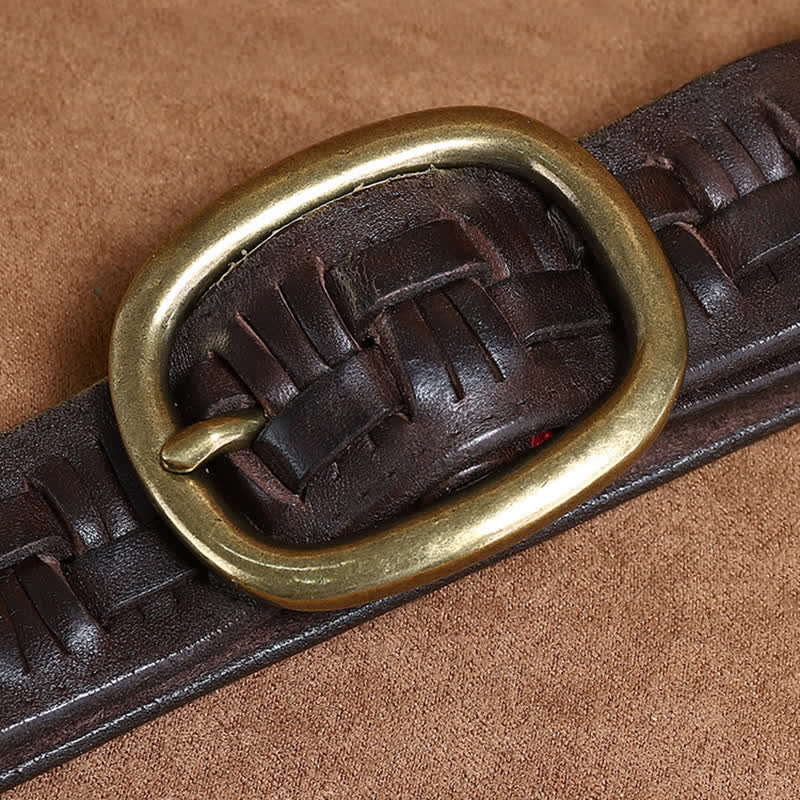 Ceinture en cuir tressée pour jeans à la mode rétro