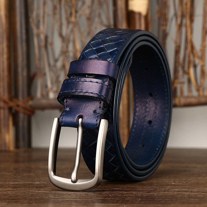 Ceinture en cuir de vachette tressée avec boucle en cuivre élégante