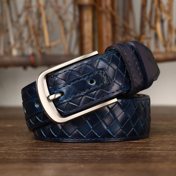 Ceinture en cuir de vachette tressée avec boucle en cuivre élégante