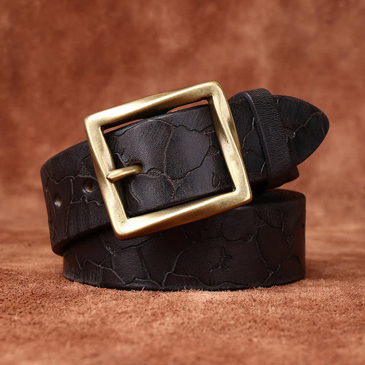 Ceinture en cuir vieilli avec motif craquelé et gaufré
