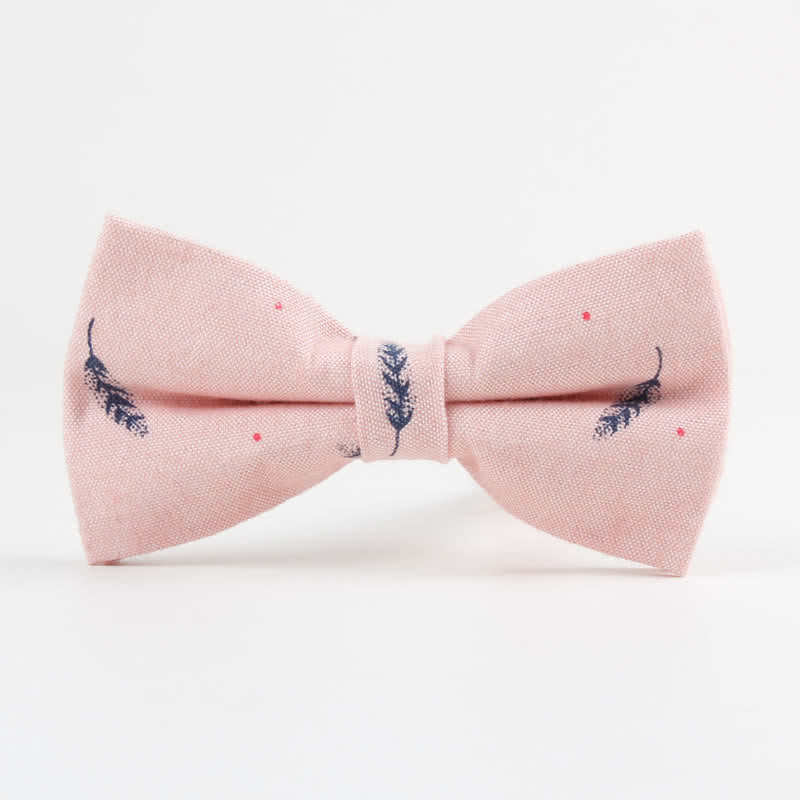 Nœud papillon en coton imprimé plumes d'oiseaux pour homme