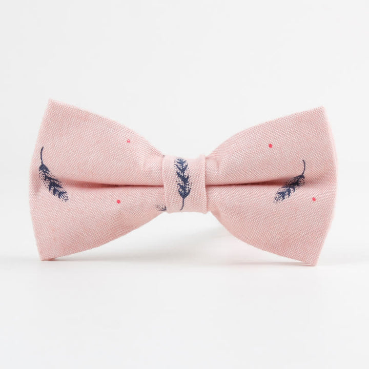 Nœud papillon en coton imprimé plumes d'oiseaux pour homme