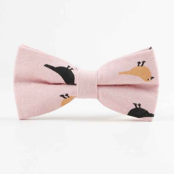 Nœud papillon en coton imprimé plumes d'oiseaux pour homme