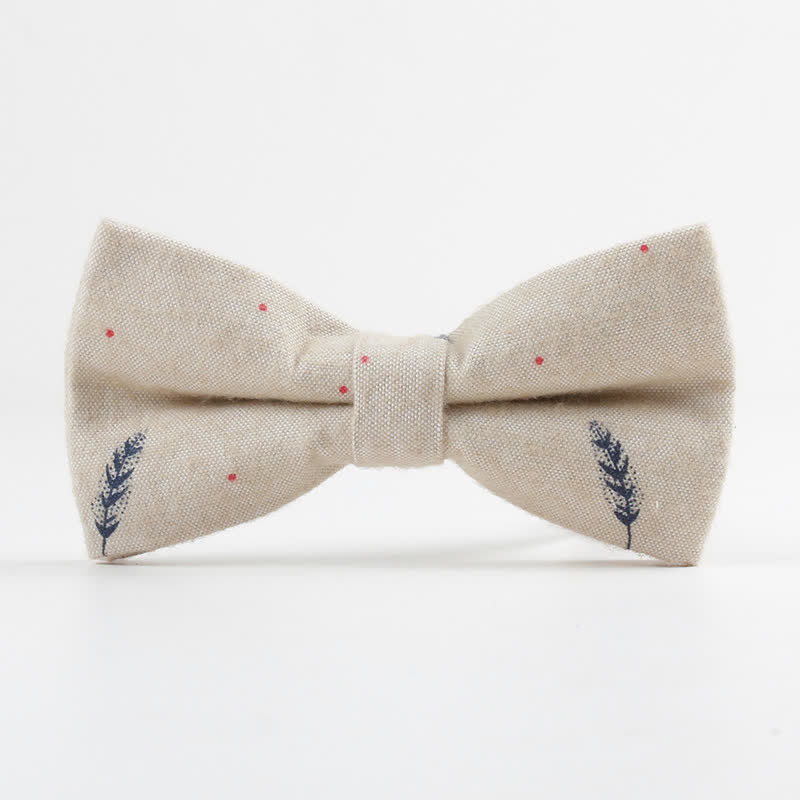Nœud papillon en coton imprimé plumes d'oiseaux pour homme