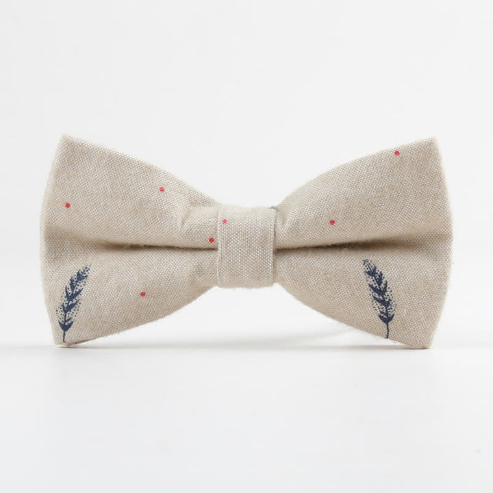 Nœud papillon en coton imprimé plumes d'oiseaux pour homme