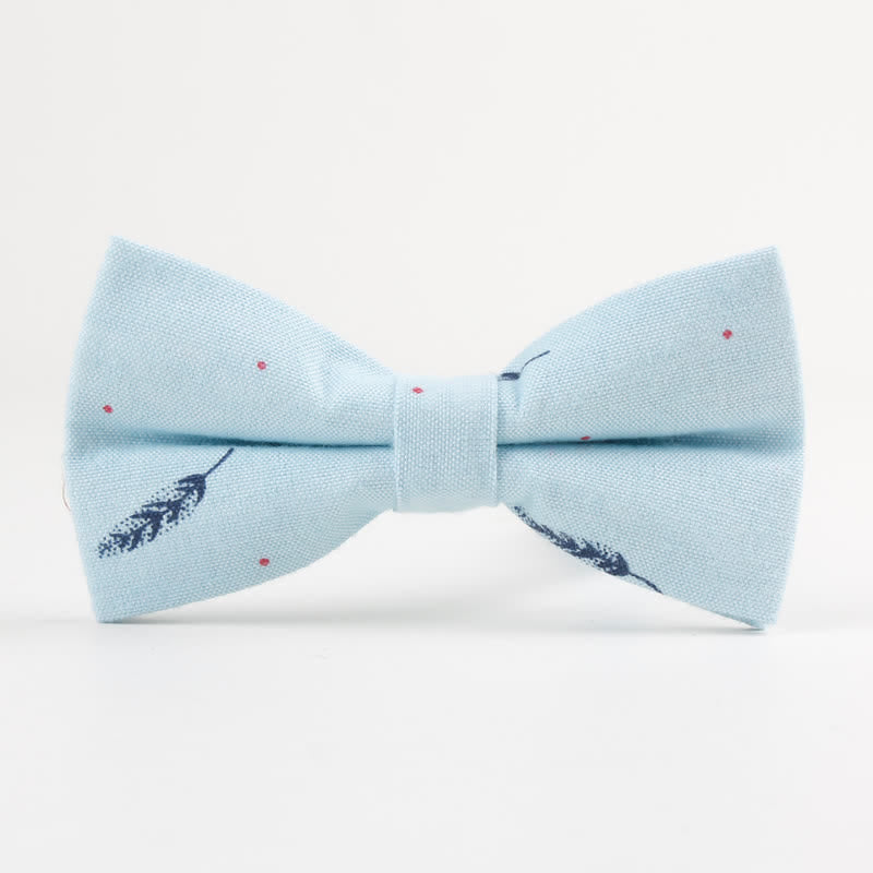 Nœud papillon en coton imprimé plumes d'oiseaux pour homme