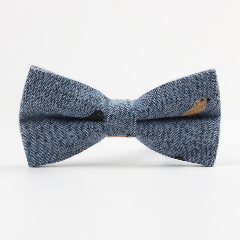Nœud papillon en coton imprimé plumes d'oiseaux pour homme