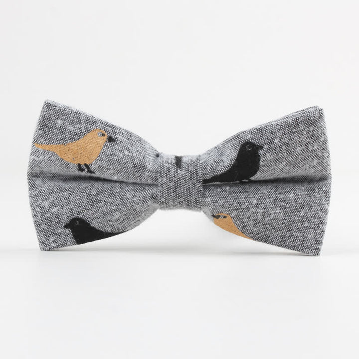 Nœud papillon en coton imprimé plumes d'oiseaux pour homme