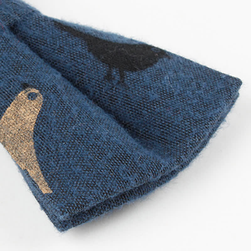 Nœud papillon en coton imprimé plumes d'oiseaux pour homme