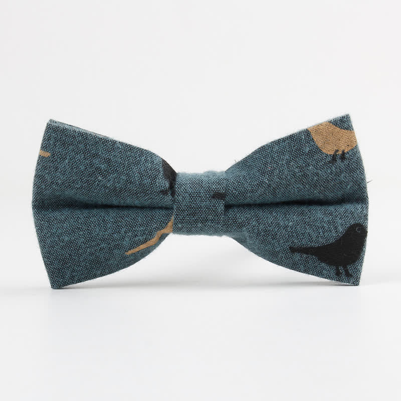Nœud papillon en coton imprimé plumes d'oiseaux pour homme