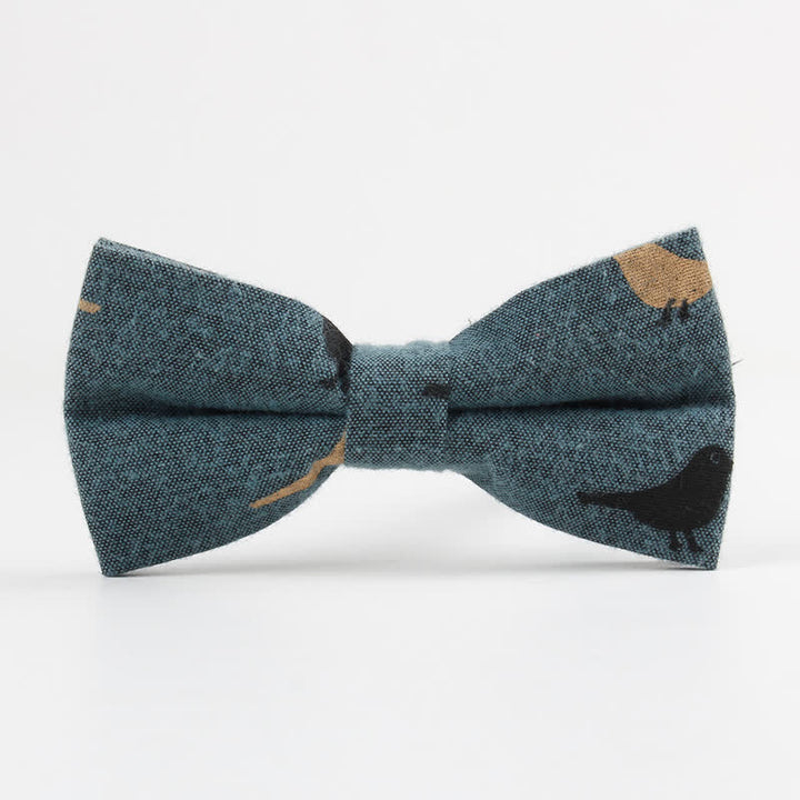 Nœud papillon en coton imprimé plumes d'oiseaux pour homme
