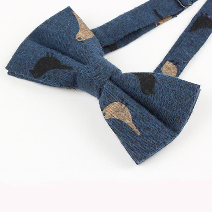 Nœud papillon en coton imprimé plumes d'oiseaux pour homme