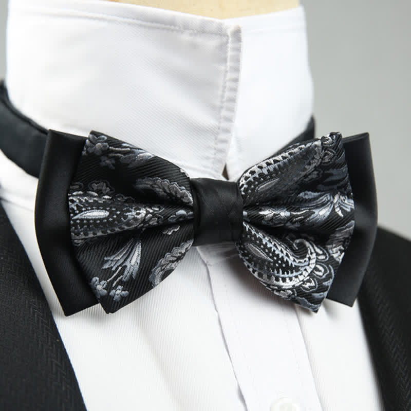 Nœud papillon double épaisseur à motif cachemire pour homme