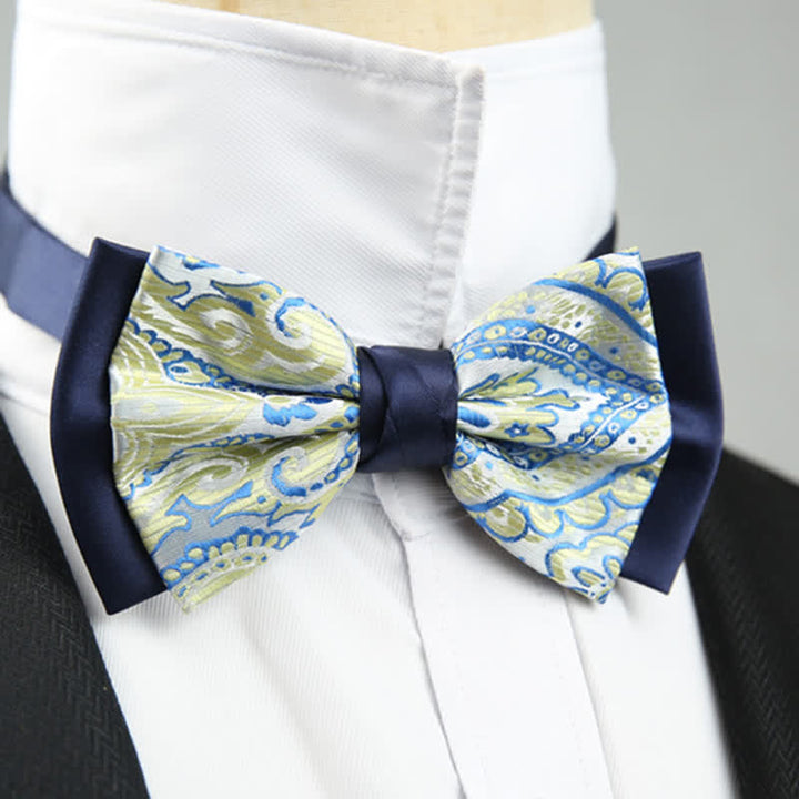 Nœud papillon double épaisseur à motif cachemire pour homme