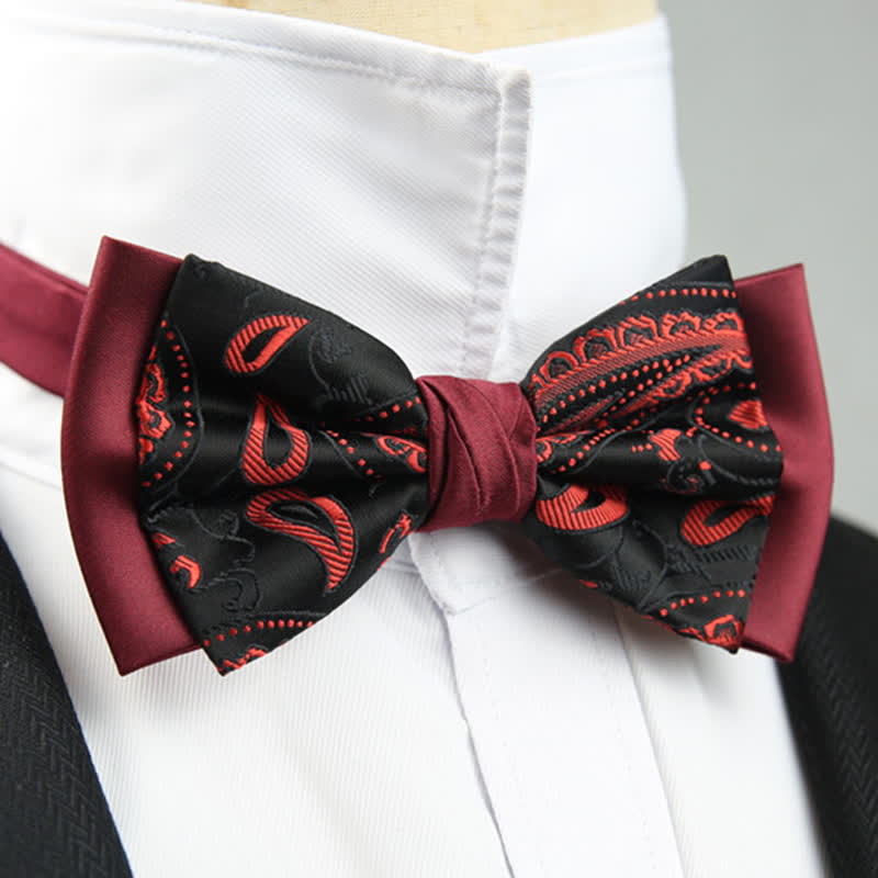 Nœud papillon double épaisseur à motif cachemire pour homme