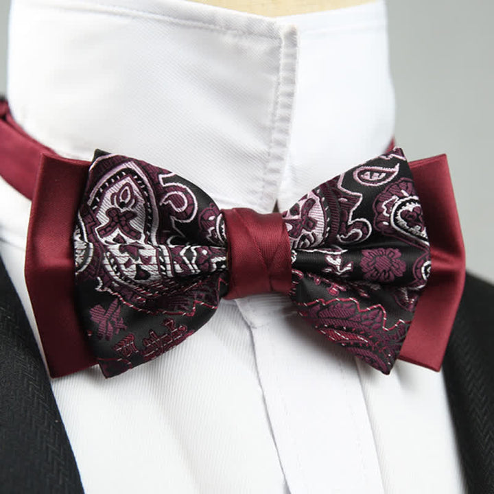Nœud papillon double épaisseur à motif cachemire pour homme