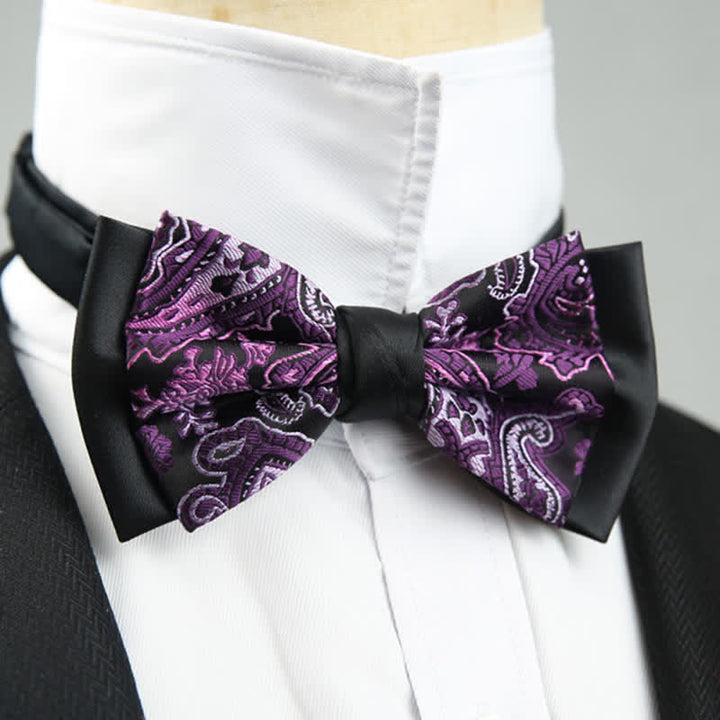 Nœud papillon double épaisseur à motif cachemire pour homme